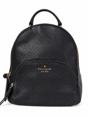 Kate Spade Jackson Medium Pebbled Leather Backpack Black Gold Hardware